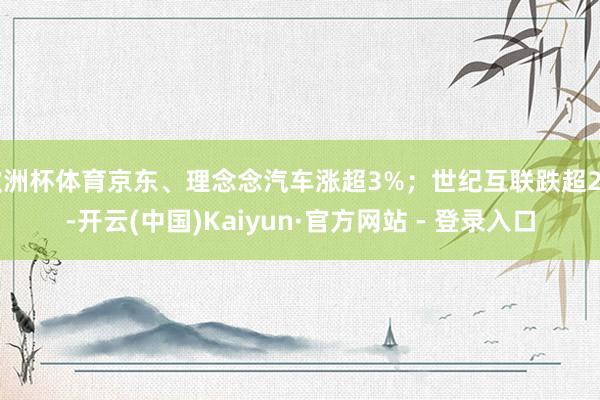 欧洲杯体育京东、理念念汽车涨超3%；世纪互联跌超2%-开云(中国)Kaiyun·官方网站 - 登录入口